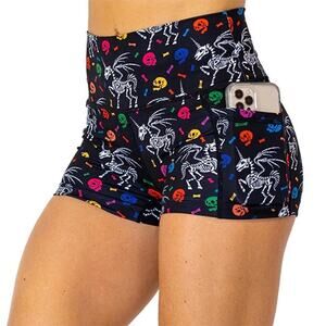 Constantly Varied Gear Skeleton Print Athletic Shorts - Black and Multicolor